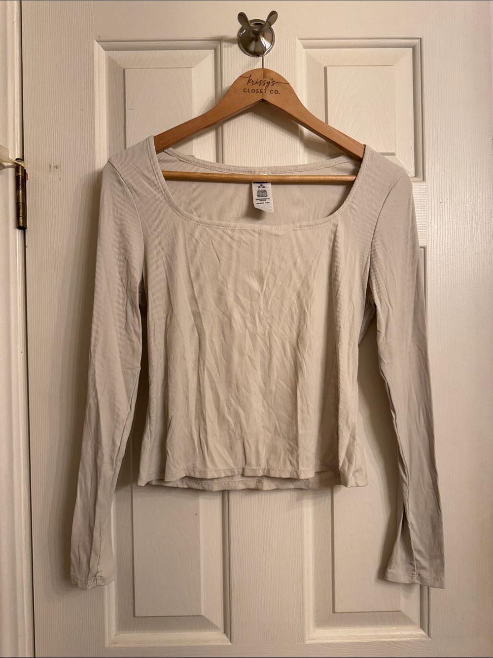 Avia Light Cream Scoop-Neck Long Sleeve Top